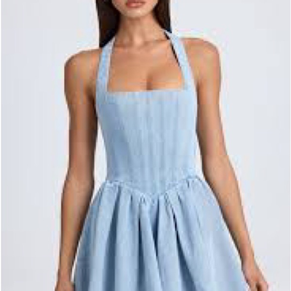 Oh Polly Light Blue Strapless Dress